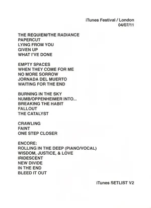 ITunesFest Setlist